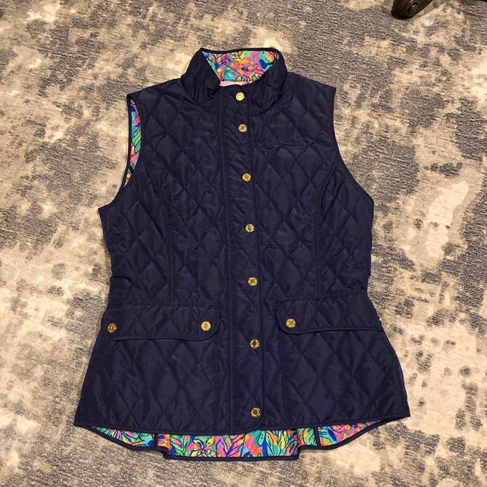 Lilly Pulitzer Navy Quilted Vest